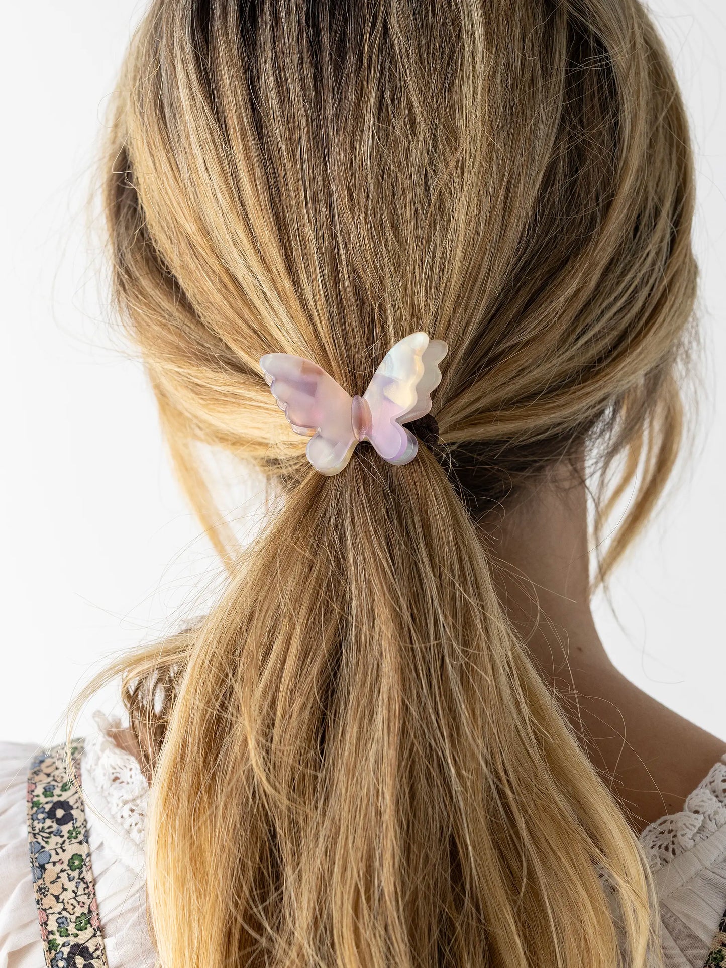 Butterfly Hair Ties, Set of 2 - Purple & Cream