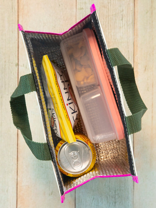 Insulated Lunch Bag - Cream Folk Flower