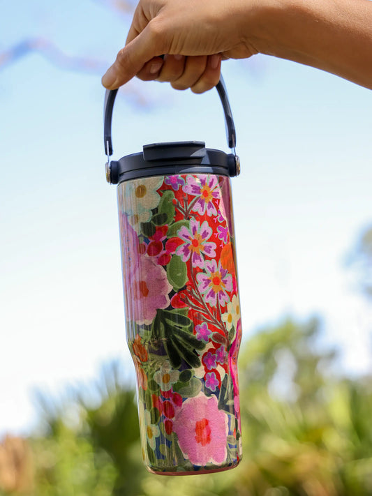 30oz Tumbler - Pink Painted Garden